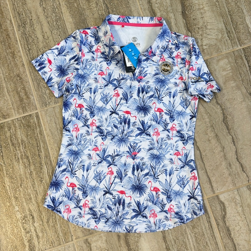 NWT Scales Gear / PGA Performance Polo Shirt Small read description